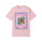 Pink graphic tee with cowboy hat, boots, and "Her Last Rodeo Jennifer's Bach" text.