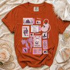 Orange Comfort Colors t-shirt with "Mother of the Bride" wedding-themed Halloween graphic.