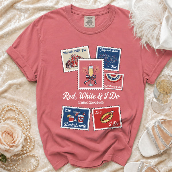 Festive American Stamps T-shirt in Watermelon