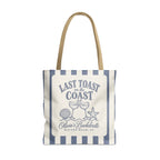 Last Toast On The Coast striped tote bag, Blue Jean stripes
