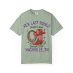 Cowboy boot and lasso graphic with text "Her Last Rodeo, Jennifer's Bach, Summer 2026, Nashville, TN".