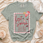 Last Splash t-shirt with "Sarah's Bach Malibu, CA Summer 2026" text.
