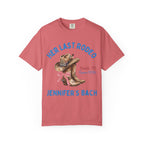 "Her Last Rodeo" bachelorette t-shirt with cowboy boots and hat.