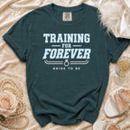 Teal t-shirt with "Training For Forever Bride To Be" text and diamond ring graphic.