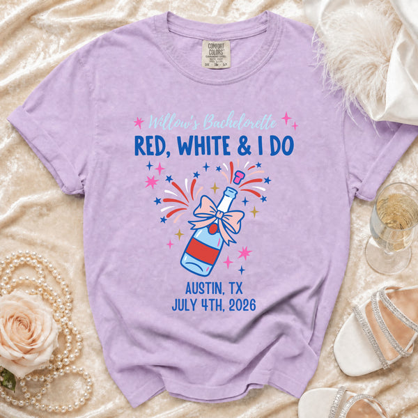 Willow's Bachelorette: Red, White & I Do T-Shirt in Orchid