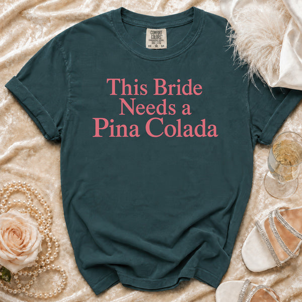 Pina Colada Bride T-Shirt in Blue Spruce