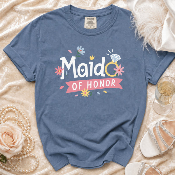 Maid of Honor T-Shirt in Blue Jean