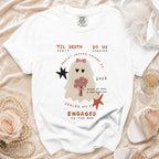 White t-shirt with ghost graphic saying "Til Death Do Us Party Forever".
