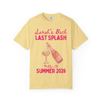Sarah's Bach Last Splash Malibu, CA Summer 2026 champagne graphic tee.
