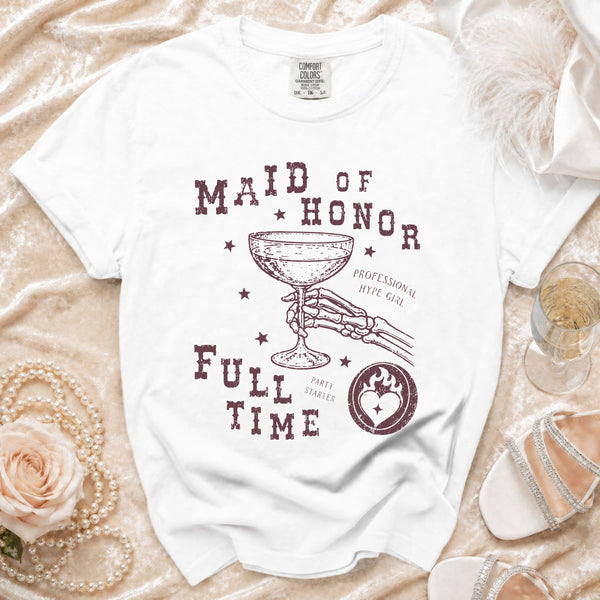 Maid Of Honor Hype Girl T-shirt in White