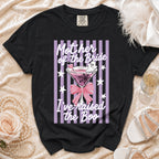 Black t-shirt with "Mother of the Bride I've raised the Boo" Halloween graphic.