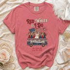 Red, White & I Do Willow's Bachelorette t-shirt with patriotic parade float.