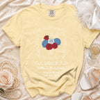 Yellow t-shirt with "Red, White & I Do Willow's Bachelorette New York, NY July 4th, 2026" design.