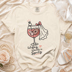 Cream t-shirt with "Wifey Wants a Spritz" graphic and wedding accents.