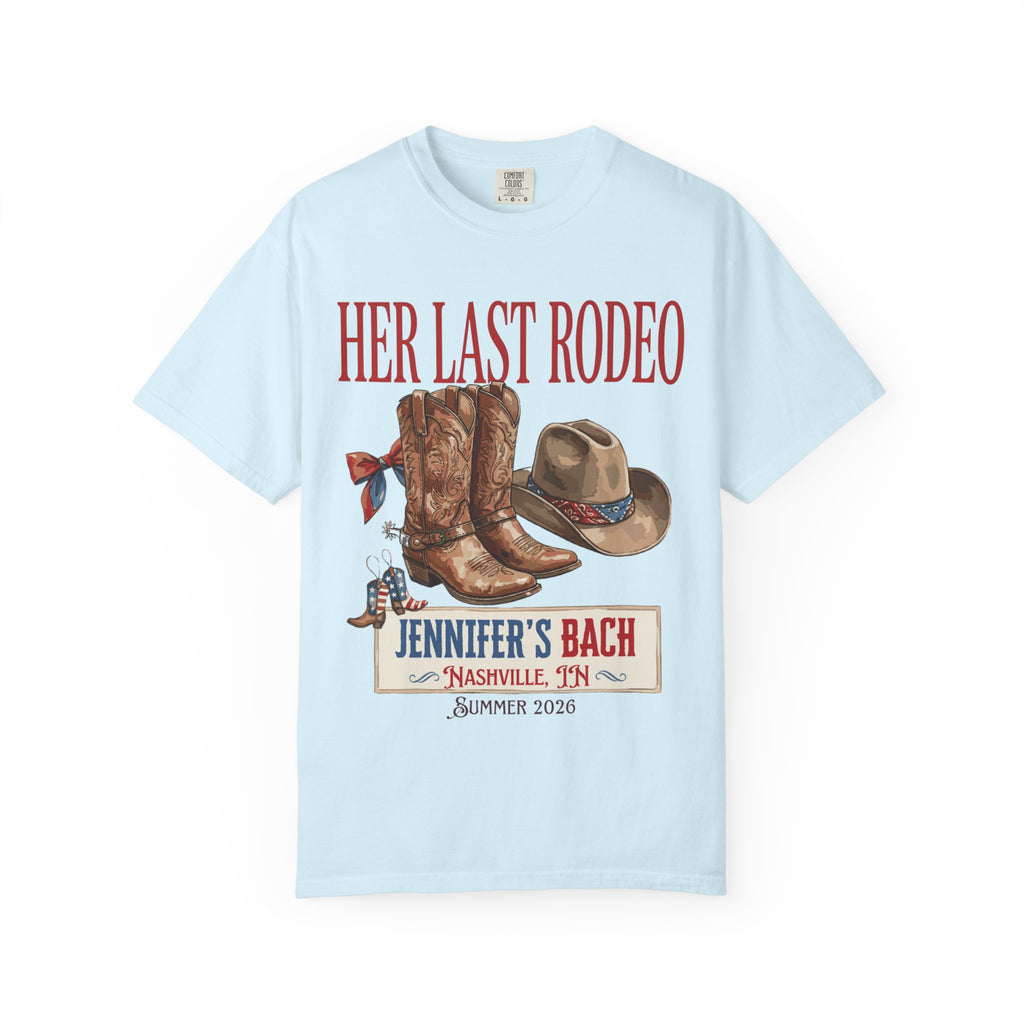 Cowboy boots and hat, "Her Last Rodeo Jennifer's Bach Nashville IN Summer 2026".