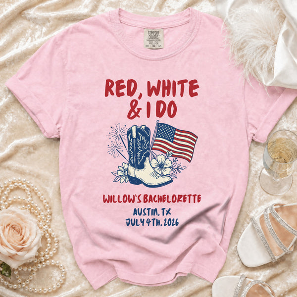 Red, White & I Do Bachelorette T-Shirt in Blossom