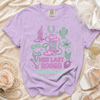 Purple t-shirt with "Her Last Rodeo Jennifer's Back" and rodeo graphics.