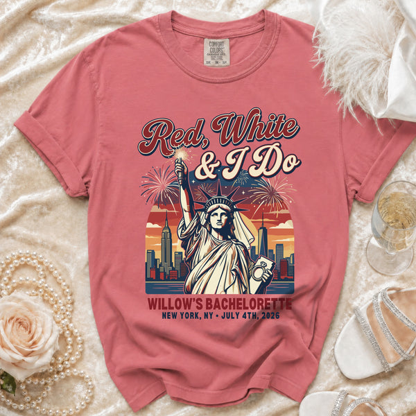 Patriotic Bride 'Red, White & I Do' T-Shirt in Watermelon