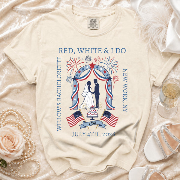 Red, White & I Do Bachelorette T-Shirt in Ivory