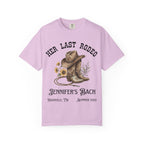 Pink t-shirt with "Her Last Rodeo Jennifer's Bach Nashville, TN Summer 2026".