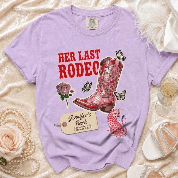 Her Last Rodeo Bachelorette T-Shirt in Orchid