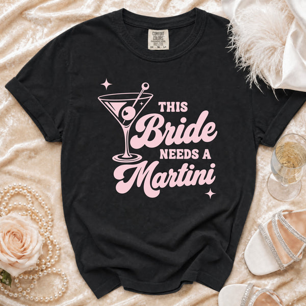 Martini Bride T-Shirt in Black