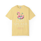 Yellow t-shirt with "LAST SPLASH" and "Sarah's Bach, Malibu, CA Summer 2026" text.