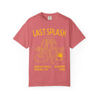 "Last Splash" graphic tee with champagne glasses, pool floats, and text.