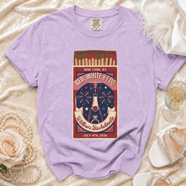 Red, White & I Do Bachelorette T-Shirt in Orchid