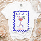 White t-shirt with "Last Splash" and Sarah's Bach details.