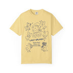Yellow t-shirt with "Last Splash Sarah's Bach Malibu, CA Summer 2026" and duck illustrations.