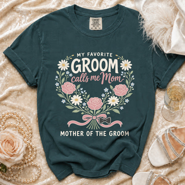 Groom Mom T-Shirt in Blue Spruce
