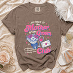 "Member of the Mother of the Groom Club" graphic tee with floral and wine accents.
