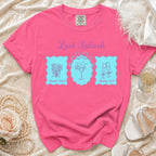 Pink t-shirt with "Last Splash" and "Sarah's Bach Malibu, CA" text.