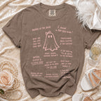 Comfort Colors "Mother of the Bride" graphic t-shirt with ghost and wedding-themed text.