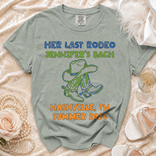 Her Last Rodeo Bachelorette T-Shirt in Bay