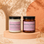 Two candles, one clear and one amber, labeled "grandmother of the groom".