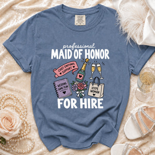 Maid of Honor T-Shirt in Blue Jean