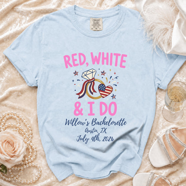 Red White & I Do Bachelorette T-Shirt in Chambray