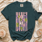 Teal t-shirt with "Spooky Season Bride Vibes" graphic and ghost bride.