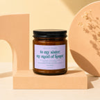 Amber candle labeled "Maid of Honor" with appreciative text for "sister maid of honor."