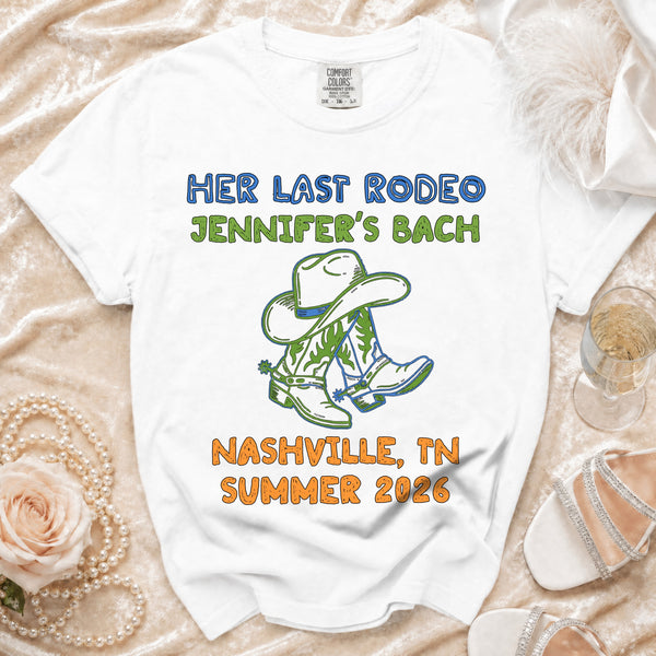 Her Last Rodeo Bachelorette T-Shirt in White