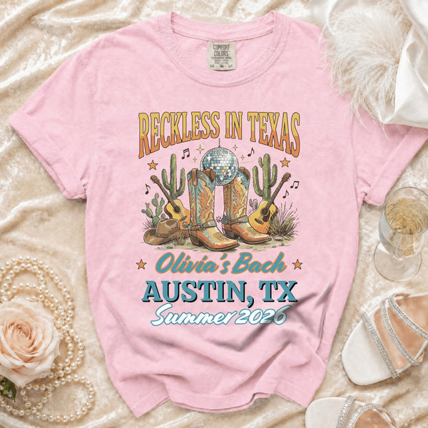 Reckless Texas Disco Cowgirl T-shirt in Blossom