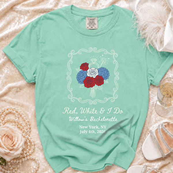 Red, White & I Do Celebration T-shirt in Island Reef