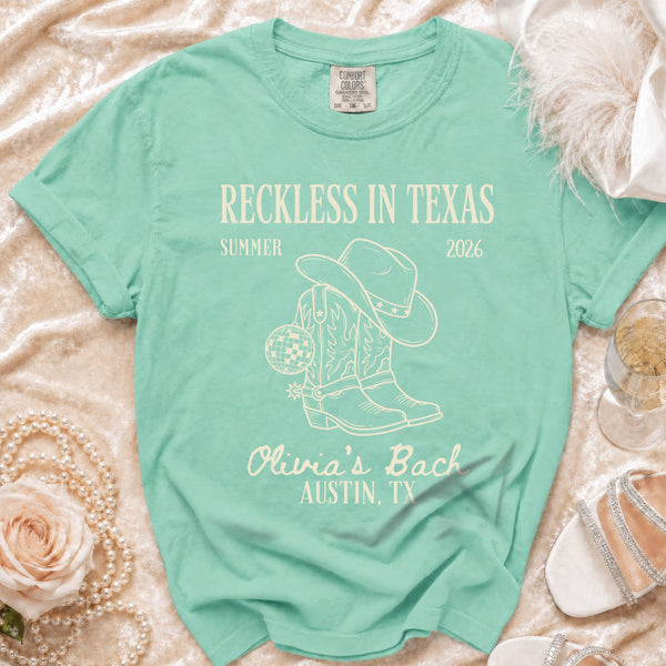 Reckless Texas Bach Party T-shirt in Island Reef