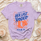 Purple t-shirt with "Jennifer's Bach: Her Last Rodeo" and Nashville, TN.