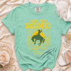 Mint green t-shirt with "Her Last Rodeo" graphic, cactus, cowboy, and "Jennifer's Bach Nashville, TN Summer 2026."