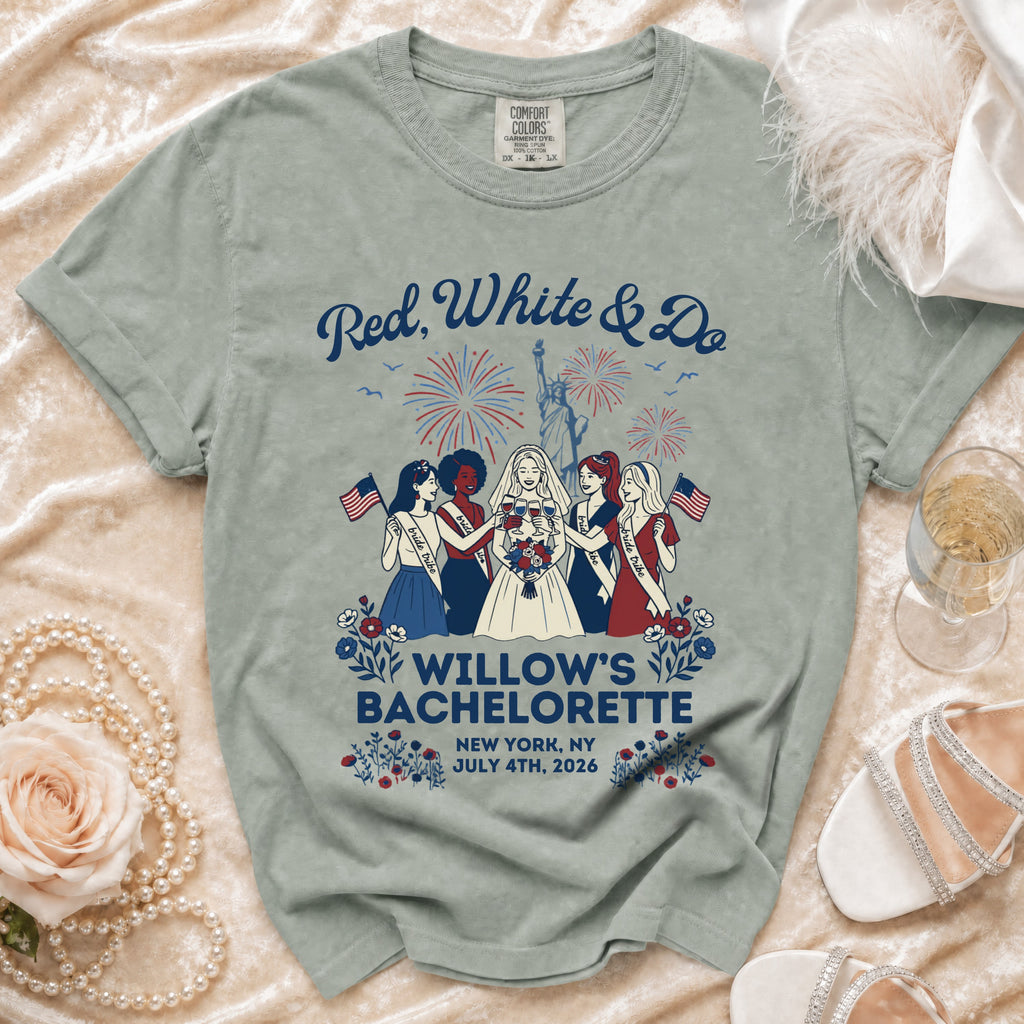 Red, White & Do bachelorette t-shirt for Willow's July 4th, 2026 New York event.