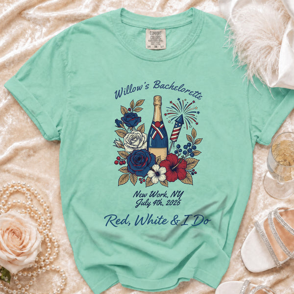 Red, White & I Do Bachelorette T-shirt in Island Reef