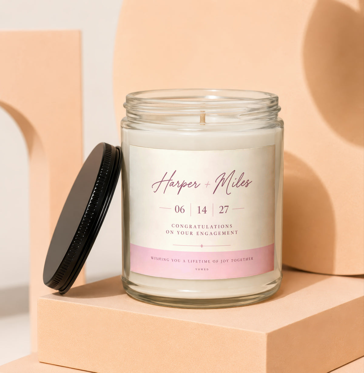 Engagement candle for Harper and Miles, congratulations on your engagement.